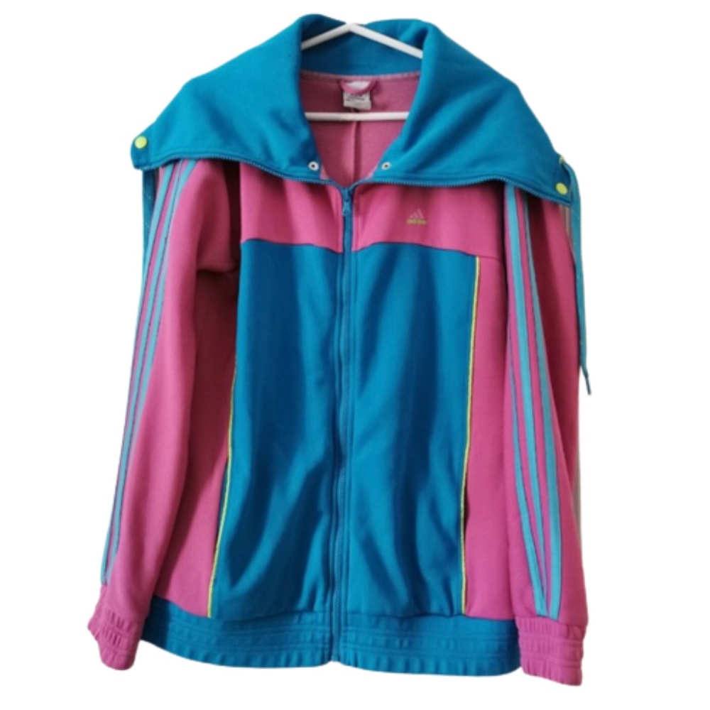 ADIDAS long sleeve high neck jacket zip up pink blue